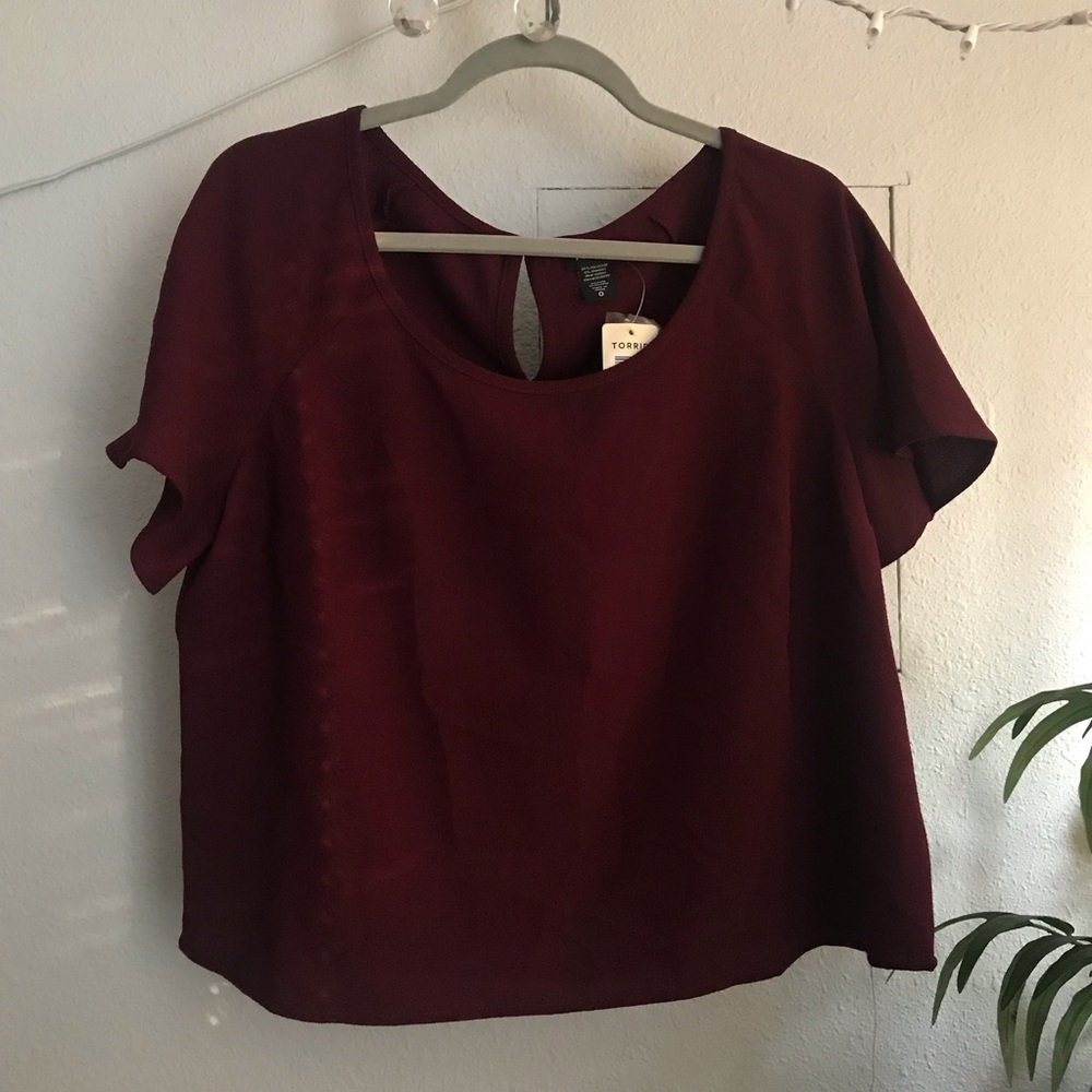 Torrid Burgundy Flutter Sleeve Top